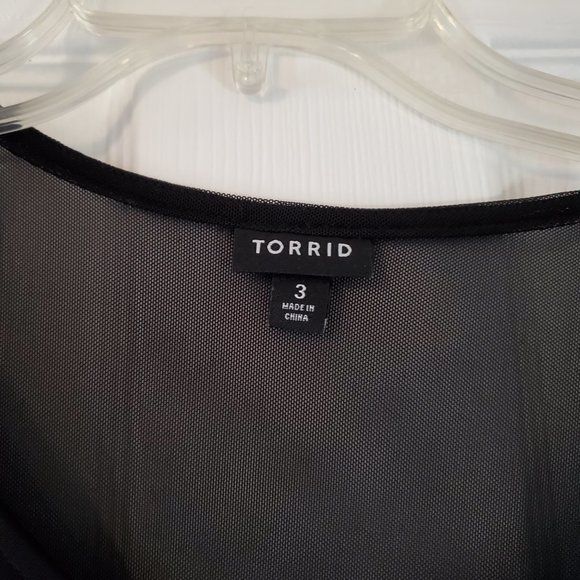 Torrid Black Sequin Sheer Top 3 - Picture 4 of 4